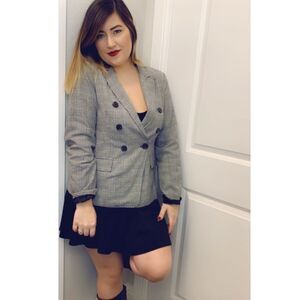 Womens Plaid Blazer Jacket - Large.